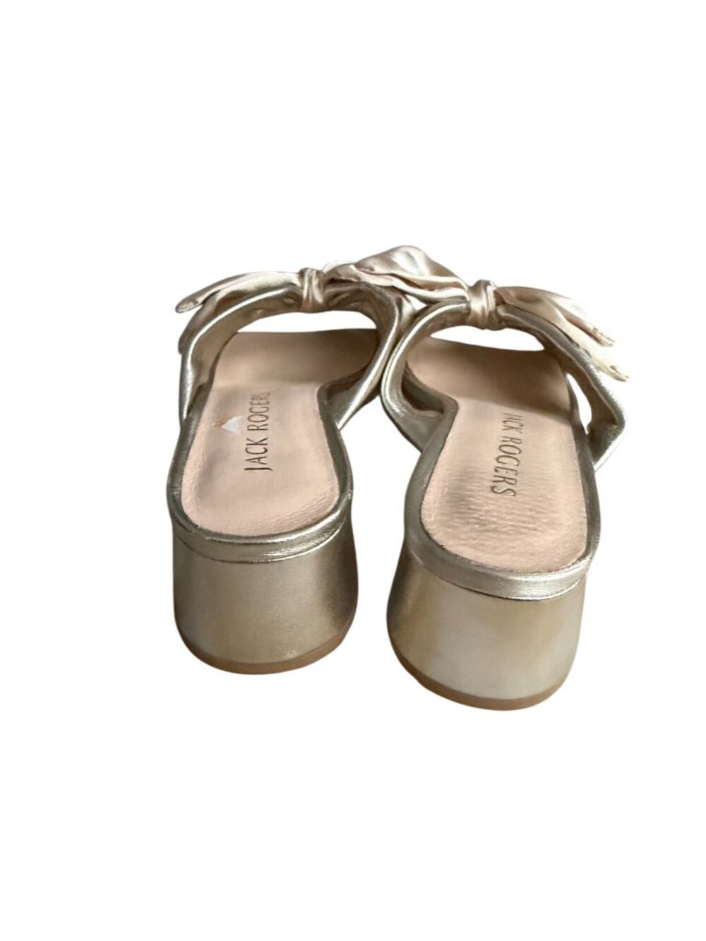 JACK ROGERS Gold Leather Bow Heels Size 8 - Picture 5 of 9